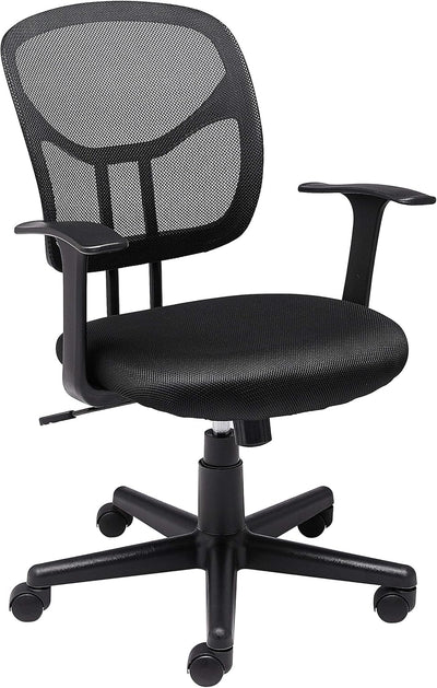 Amazon Basics Mesh Mid-Back Adjustable-Height 360-Degree Swivel Office Desk Chair with Armrests, Lumbar Support and Easy to Assemble, Black